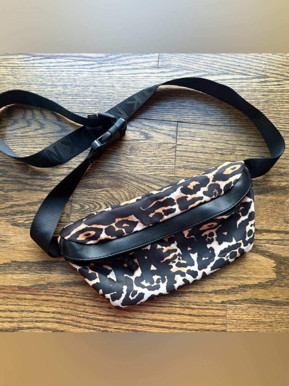 DKNY Leopard Print Fanny Pack Belt Bag — Black & Tan Y2K